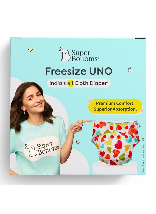 New Uno Freesize Cloth Diaper | Cloth Diaper For Babies 3M To 3Y | Washable & Reusable Cloth Diaper | Comes With Cloth Diaper Insert | 1 Diaper And 1 Organic Cotton Soaker