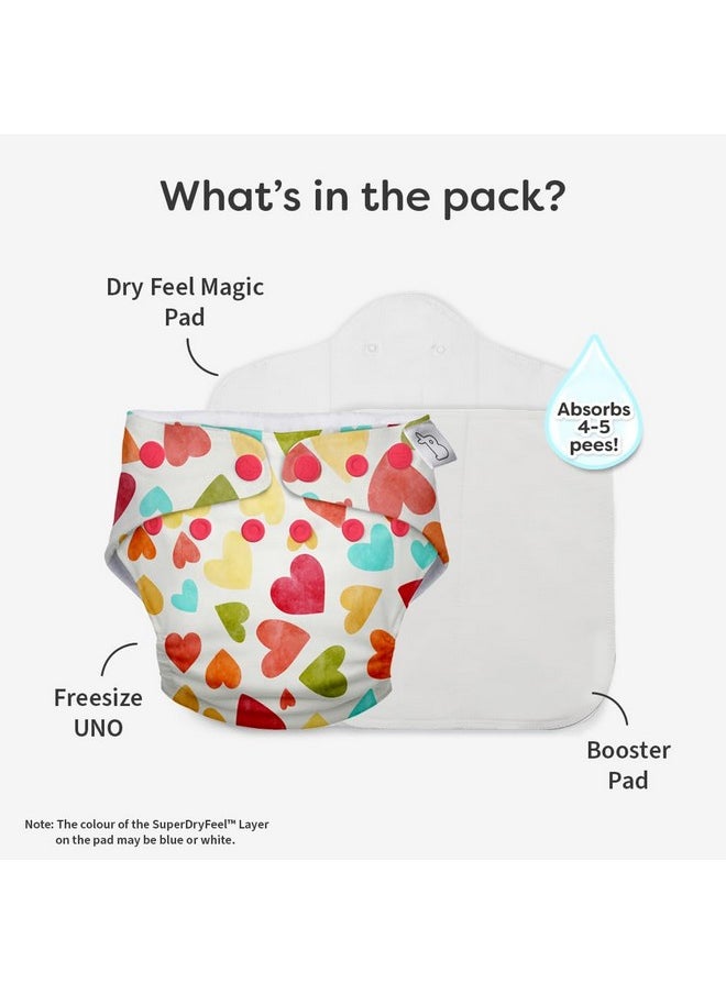 New Uno Freesize Cloth Diaper | Cloth Diaper For Babies 3M To 3Y | Washable & Reusable Cloth Diaper | Comes With Cloth Diaper Insert | 1 Diaper And 1 Organic Cotton Soaker