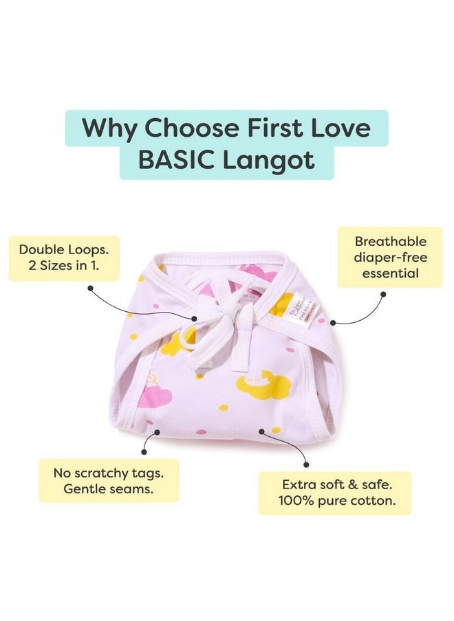 Basic Langot For New Born Baby Pack Of 6 | 100% Pure Cotton Double Layered Langot | Extra Soft & Breathable Nappy | Fits Babies From Medium To Large | Up To 5 Kg (0-6 Months)