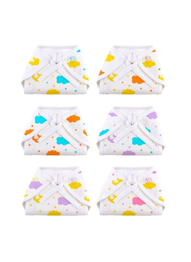 Basic Langot For New Born Baby Pack Of 6 | 100% Pure Cotton Double Layered Langot | Extra Soft & Breathable Nappy | Fits Babies From Medium To Large | Up To 5 Kg (0-6 Months)