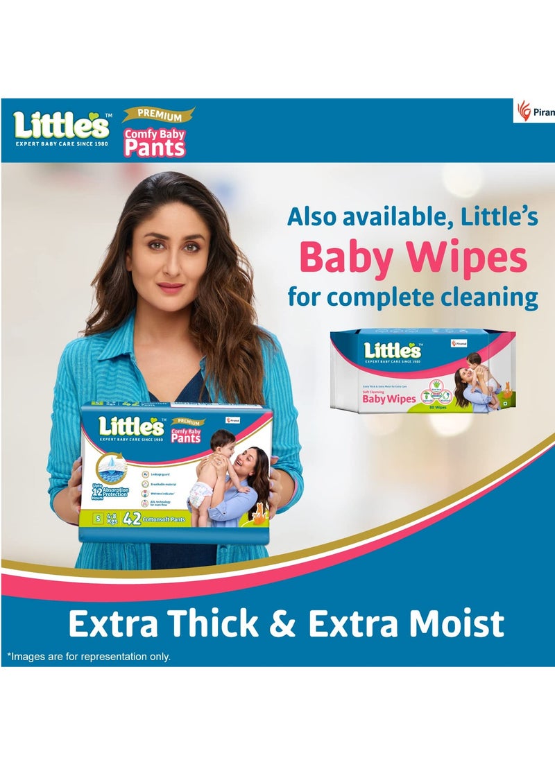 Little's Baby Diapers S Size (Small) Pants Style | 4-8 kg | 78 Count - Pack of 1 | Super Jumbo Baby Diaper with Leakage Guard, Wetness Indicator & 12 Hours Absorption