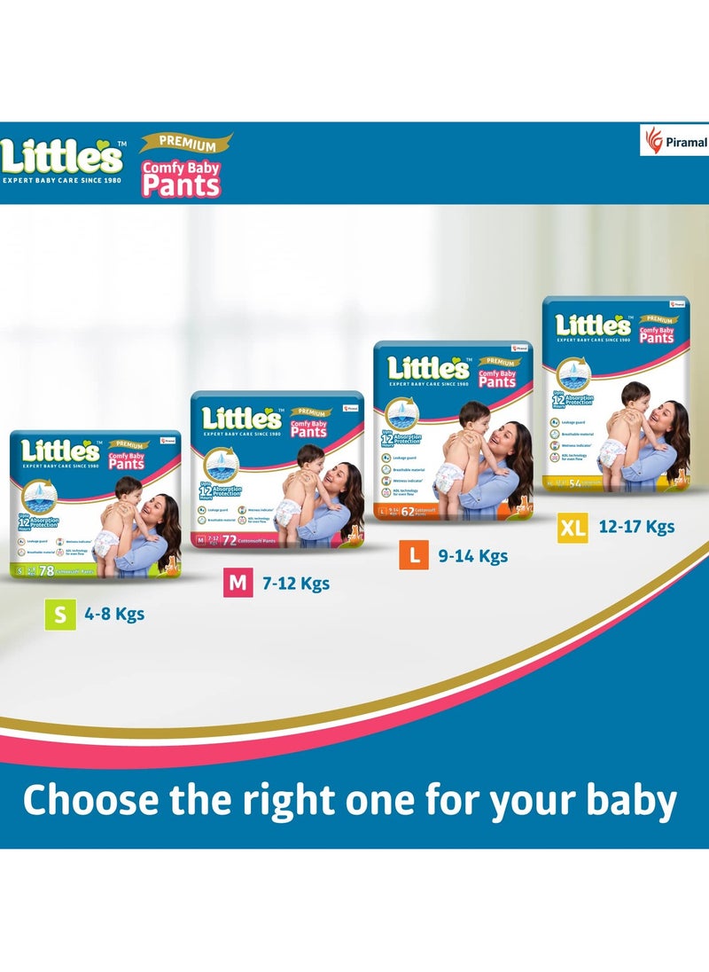 Little's Baby Diapers S Size (Small) Pants Style | 4-8 kg | 78 Count - Pack of 1 | Super Jumbo Baby Diaper with Leakage Guard, Wetness Indicator & 12 Hours Absorption