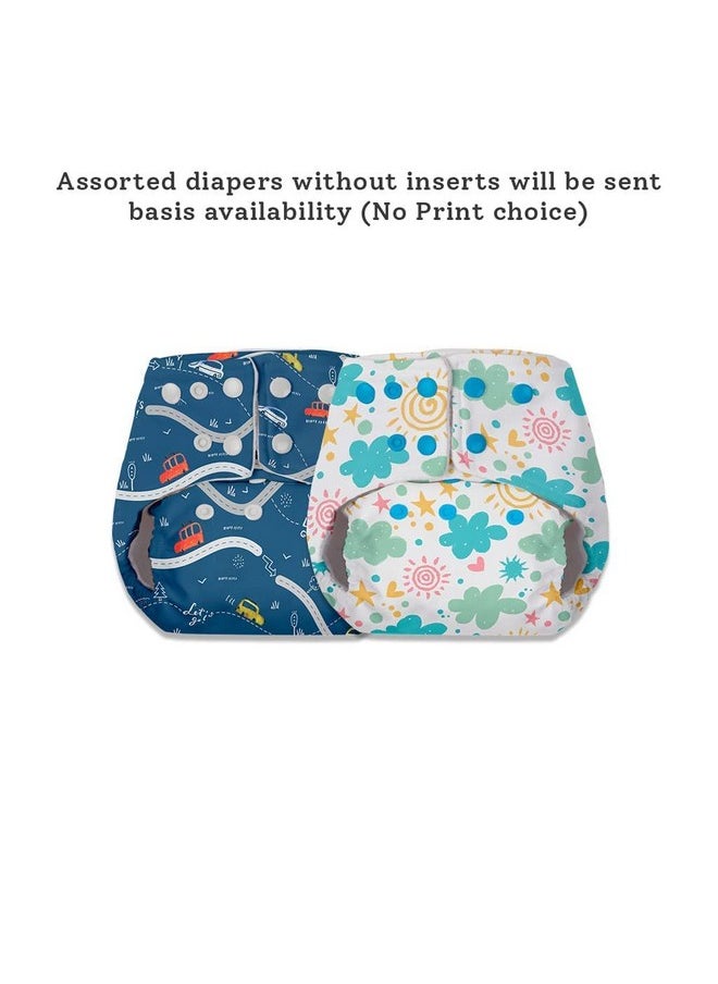 Basic Pack Of 2 Reusable Cloth Diaper For Babies 0-3 Years | Freesize Adjustable, Washable And Reusable | Outer Shell Only | (Without Dry Feel Pad/Soaker/Insert) | Print May Vary