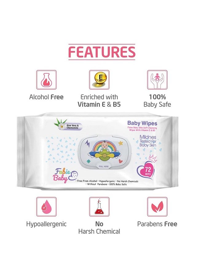 Wipes For New Born Baby With Vitamin E & B5, 100% Paraben Free, No Harsh Chemicals, Safe For Delicate Skin, Hypoallergenic, 144 Wipes