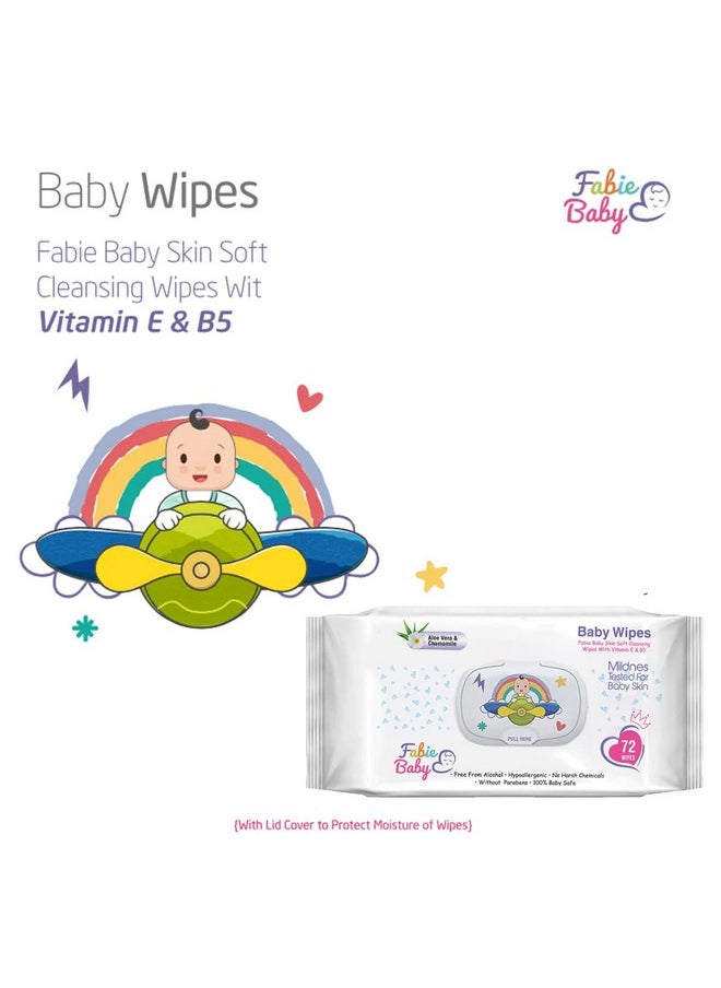 Wipes For New Born Baby With Vitamin E & B5, 100% Paraben Free, No Harsh Chemicals, Safe For Delicate Skin, Hypoallergenic, 144 Wipes