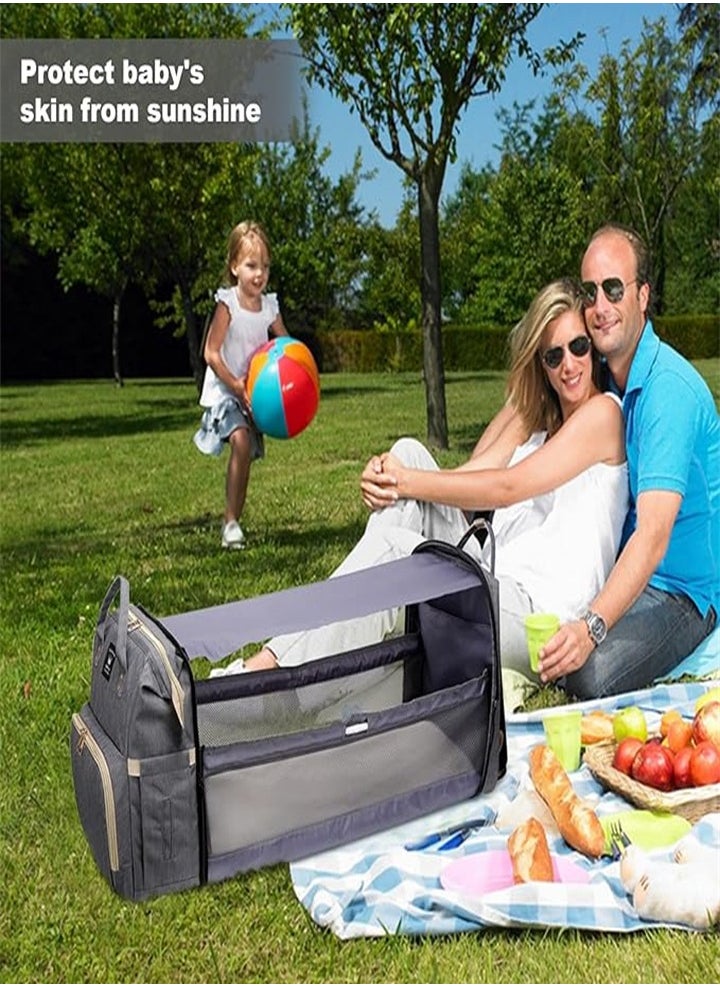 4 in 1 Diaper Bag, Multifunctional Portable, Diaper Changing Station, Mommy Bag, Baby Backpack, Convertible Lightweight Baby, Diaper Bag Crib