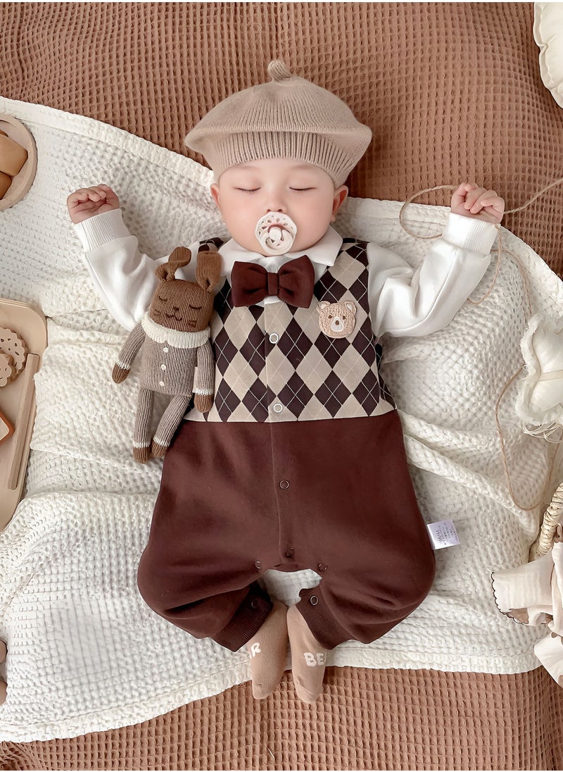 Newborn Baby Brown Bear Themed Baby Gift Set 0 to 3 Months with Rompers Sweater Chewing Toy and Keepsake Suitcase 10 in 1