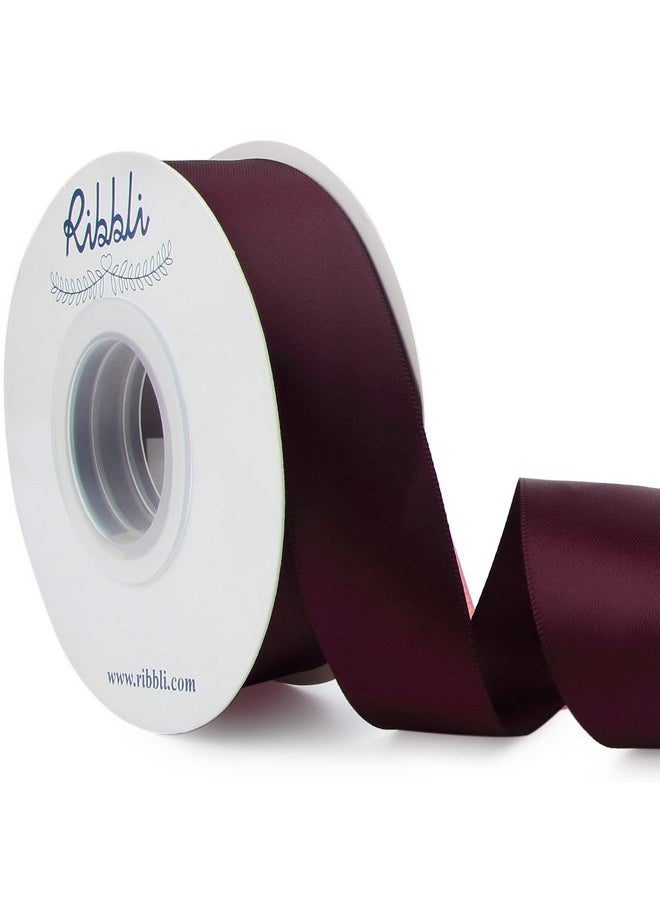 Burgundy Double Faced Satin Ribbon 1” X 25 Yards Use For Craft Bows Bouquet Gift Wrapping Wedding Decoration Floral Arrangement