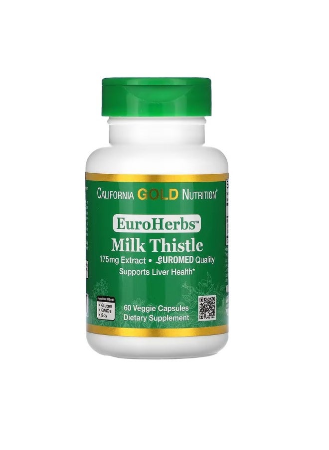 Milk Thistle Extract EuroHerbs European Quality 175 mg 60 Veggie Capsules