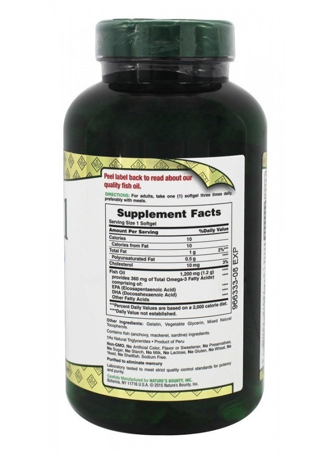 Fish Oil Supports Heart Health 1200 Mg Rapid Release Softgels 200 Ct