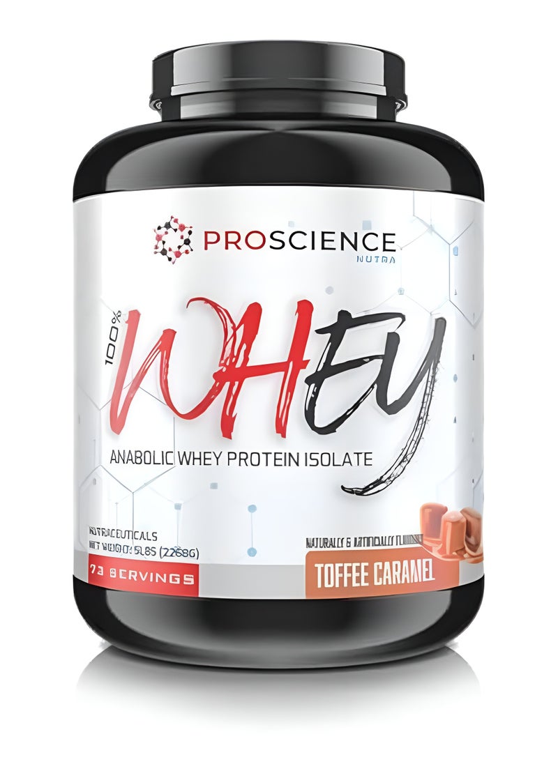 Pro Science Nutra, Whey Protein Isolate, 5Lbs, Toffee Caramel, 73 Servings