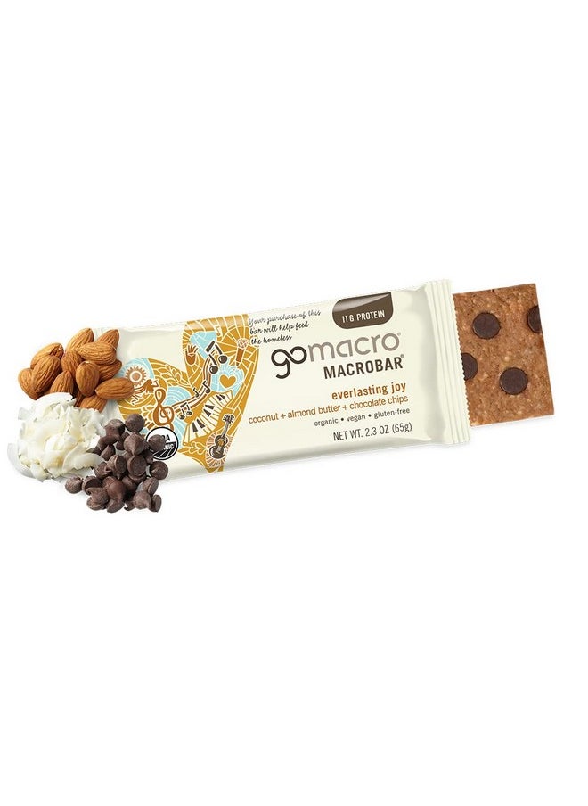 Macrobar Organic Vegan Protein Bars Coconut + Almond Butter + Chocolate Chips (2.3 Ounce Bars 12 Count)