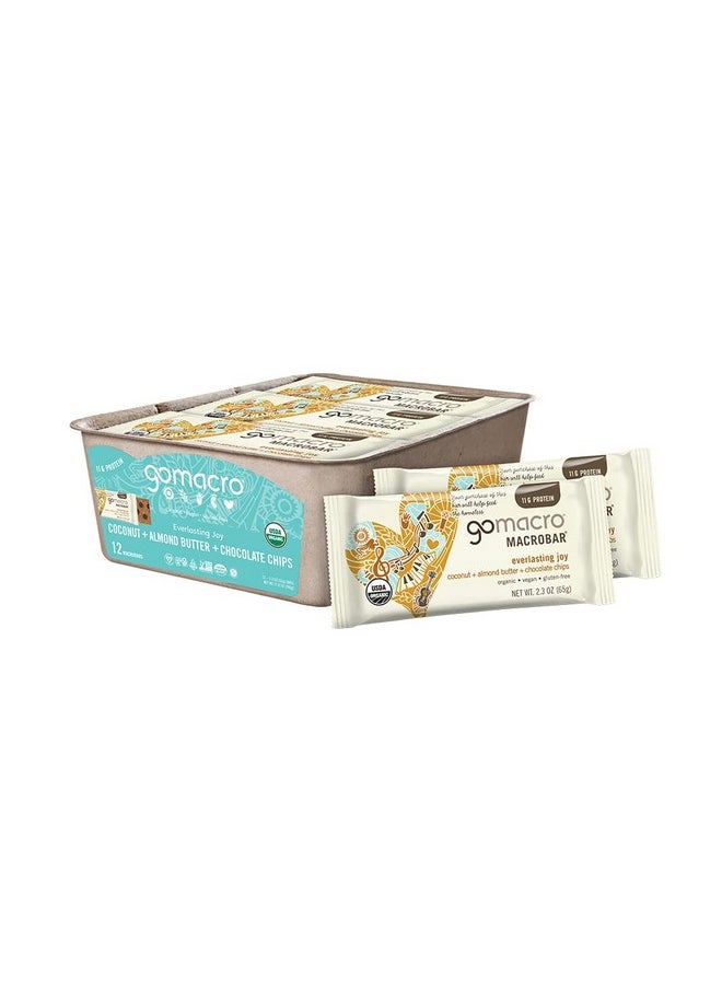 Macrobar Organic Vegan Protein Bars Coconut + Almond Butter + Chocolate Chips (2.3 Ounce Bars 12 Count)