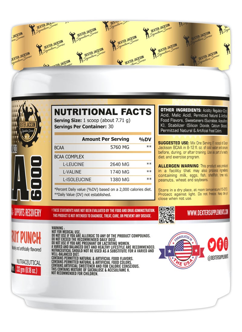 Gold Series BCAA 6000 - Boosts Muscle Recovery & Performance (Fruit Punch, 30 Servings)