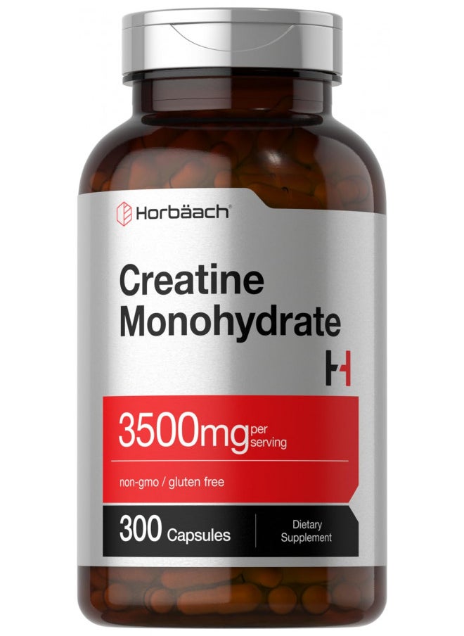 Horbäach Creatine Monohydrate Capsules | 3500mg | 300 Count | Non-GMO and Gluten Free Supplement