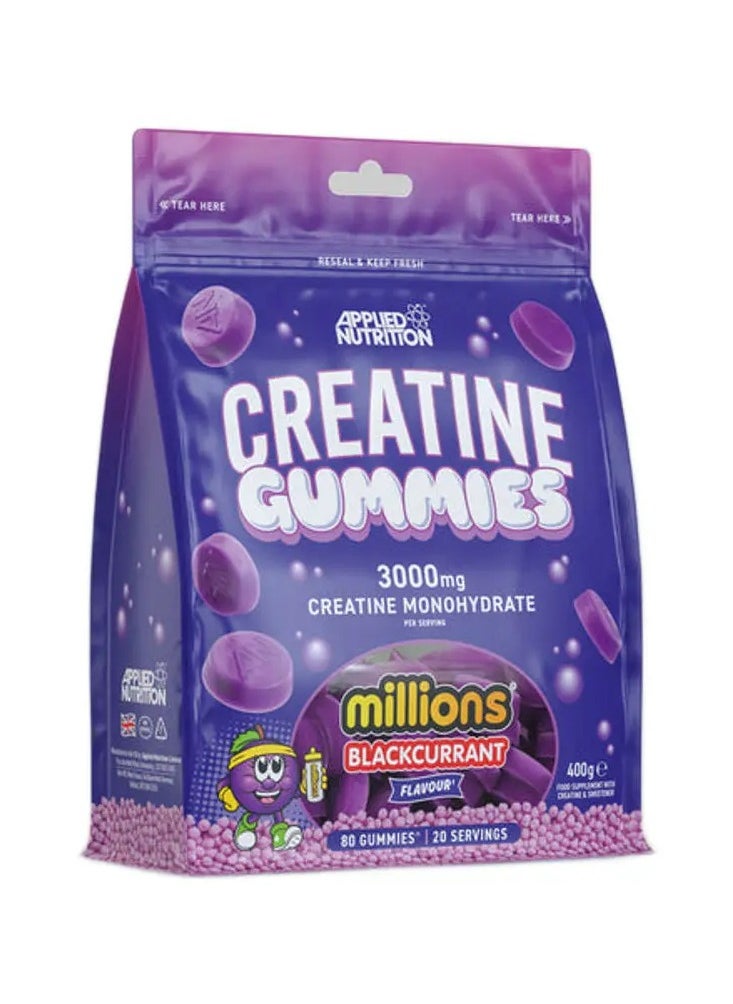 Applied Nutrition Creatine Gummies, 80 Gummies, 3000mg Creatine Monohydrate Millions Black Currant 400g