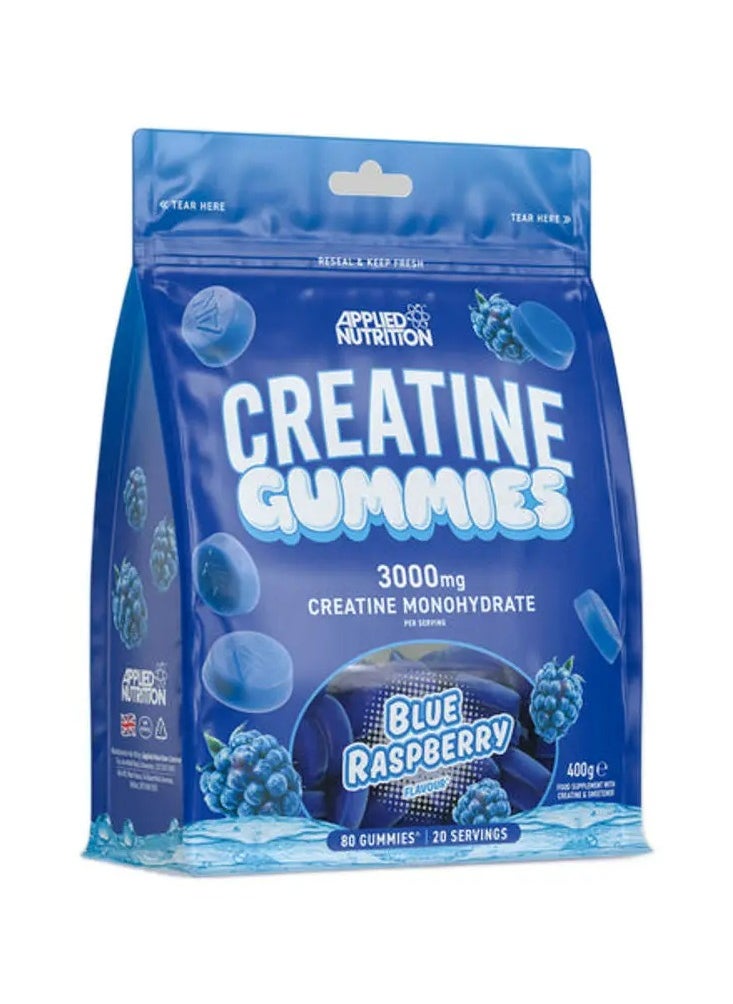 Applied Nutrition Creatine Gummies,  80 Gummies, 3000mg Creatine Monohydrate Blue Rashpberry 400g