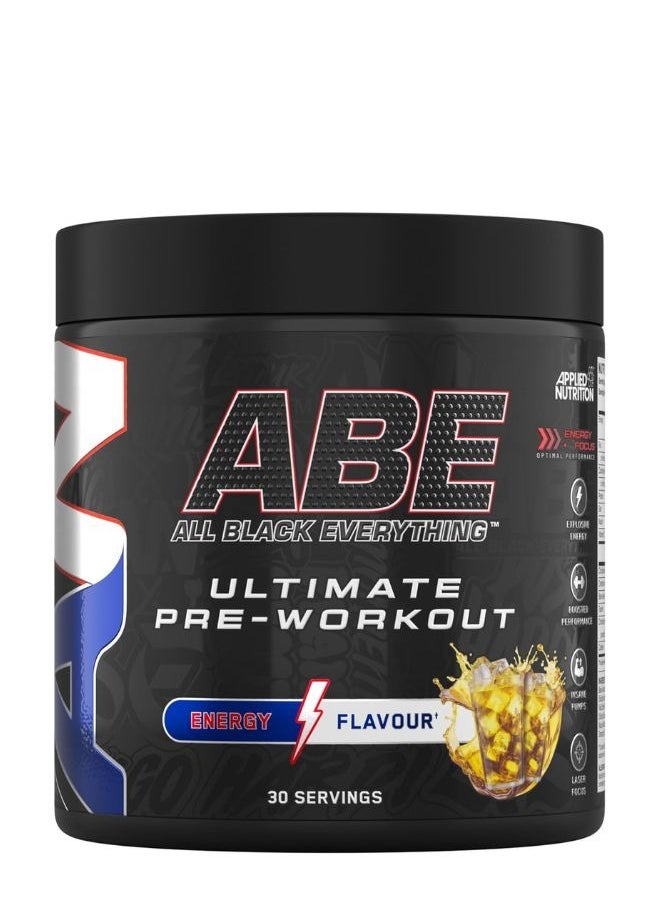 ABE Pre Workout - All Black Everything Powder, Energy & Physical Performance with Citrulline, Creatine, Beta Alanine (375g - 30 Servings) (Energy Flavour)