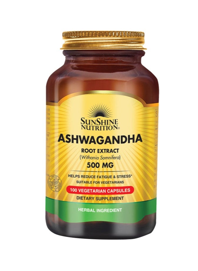 Sunshine Nutrition Ashwagandha Root Extract, 500 Mg 100 Capsules | Helps Reduce Fatigue & Stress | Herbal Supplement