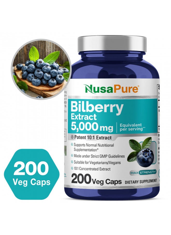 Nusapure Bilberry Extract 5,000Mg 200 Vegetarian Caps (Non Gmo, Vegan)