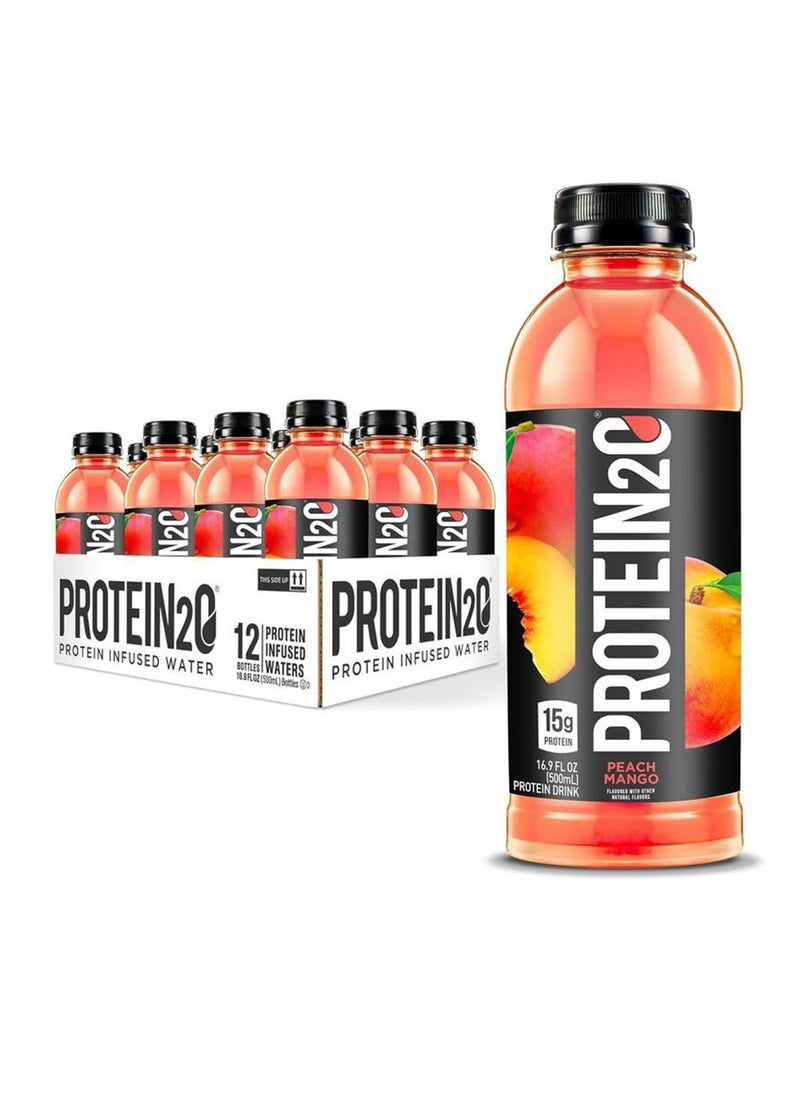 Protein Infused Water Plus Energy with Peach Mango 500ml Pack Of 12