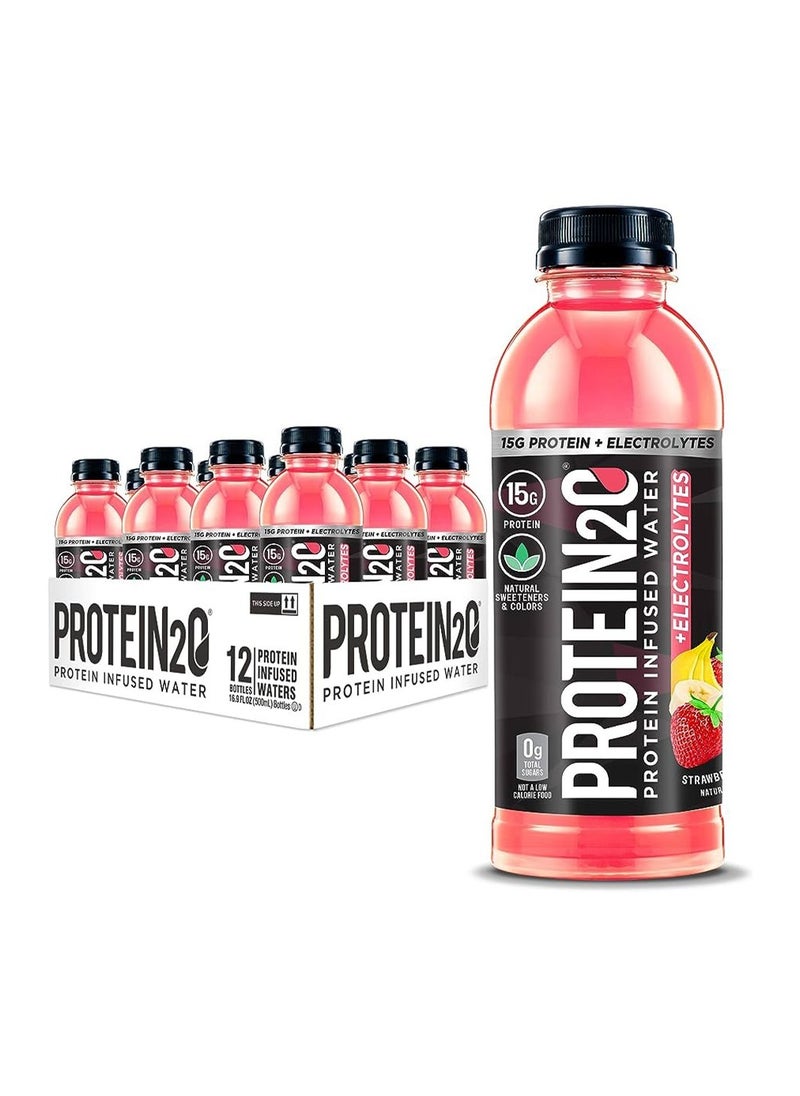 Protein Infused Water Plus Energy with Strawberry Banana Pack Of 12 Box