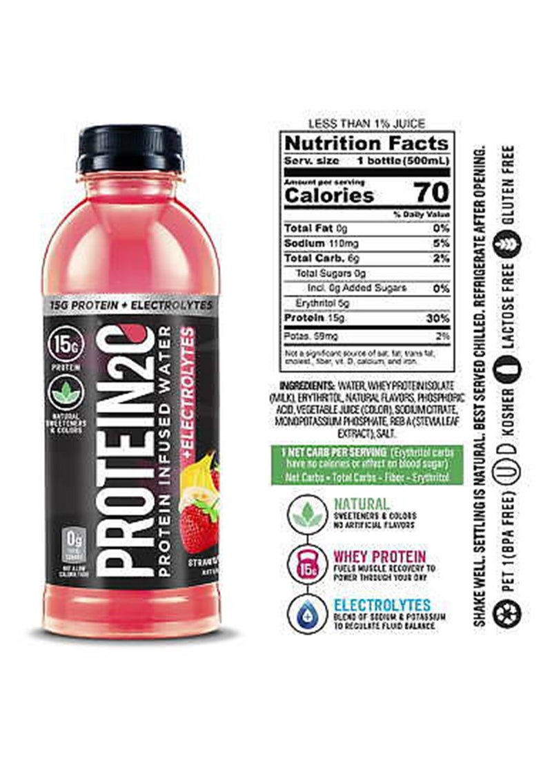 Protein Infused Water Plus Energy with Strawberry Banana Pack Of 12 Box