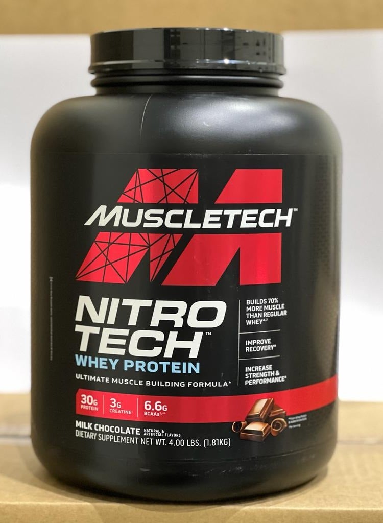 Nitro-Tech Whey Isolate And Peptides Lean Protein Powder For Muscle Gain Milk Chocolate, 1.81 Kg, 4 Lb- 40 Servings