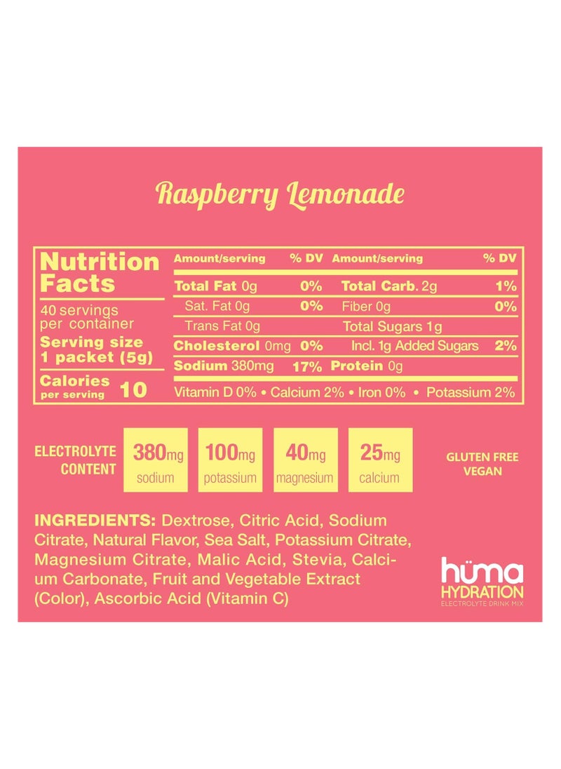 Huma Hydration Stick Raspberry Lemonade 5g (15 Packets)