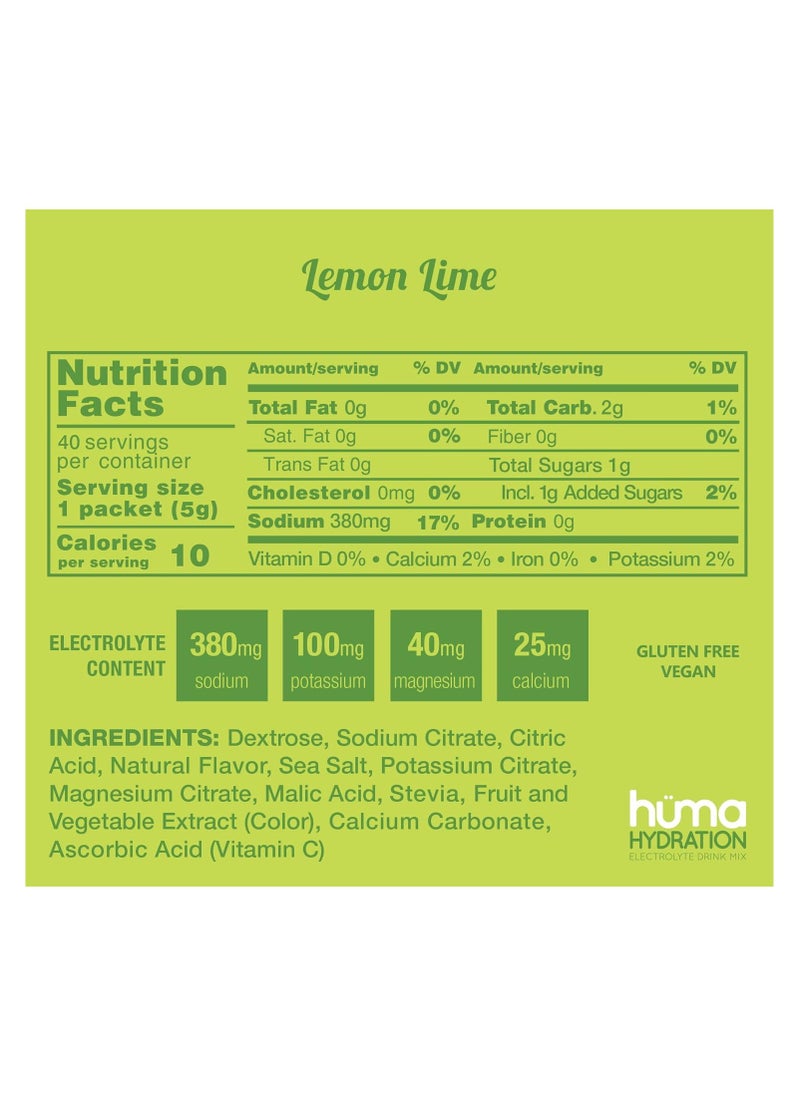 Huma Hydration Stick Lemon Lime 5g (15 Packets)