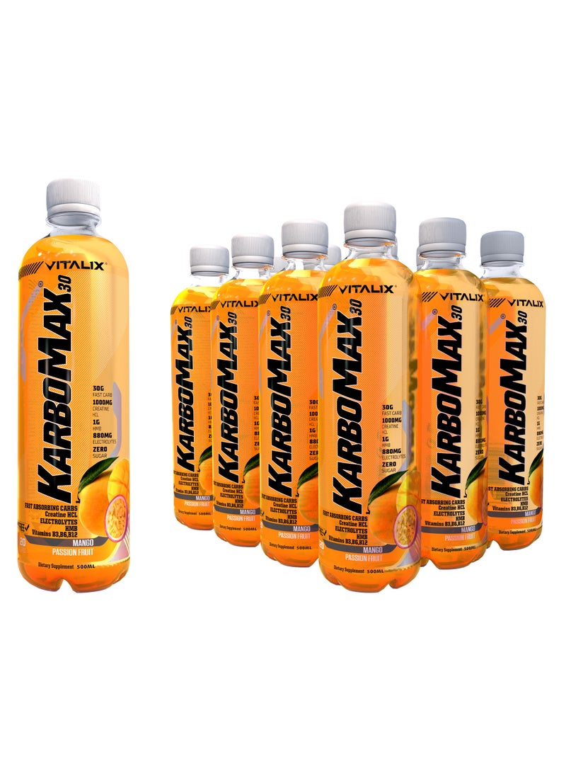 Karbomax 30 - Mango Passion Fruit Fast Carb Drink With 30g Carbs 1000mg Hcl Creatine 500ml