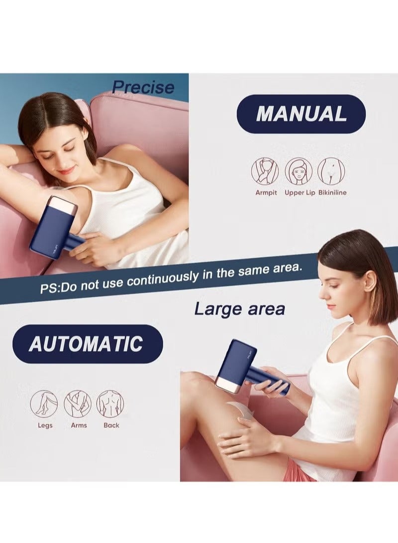 Newest T14 Laser Painless Fast Hair Removal 3℃ Cold Compress/5-Levels/500000 Pulses Dark Blue