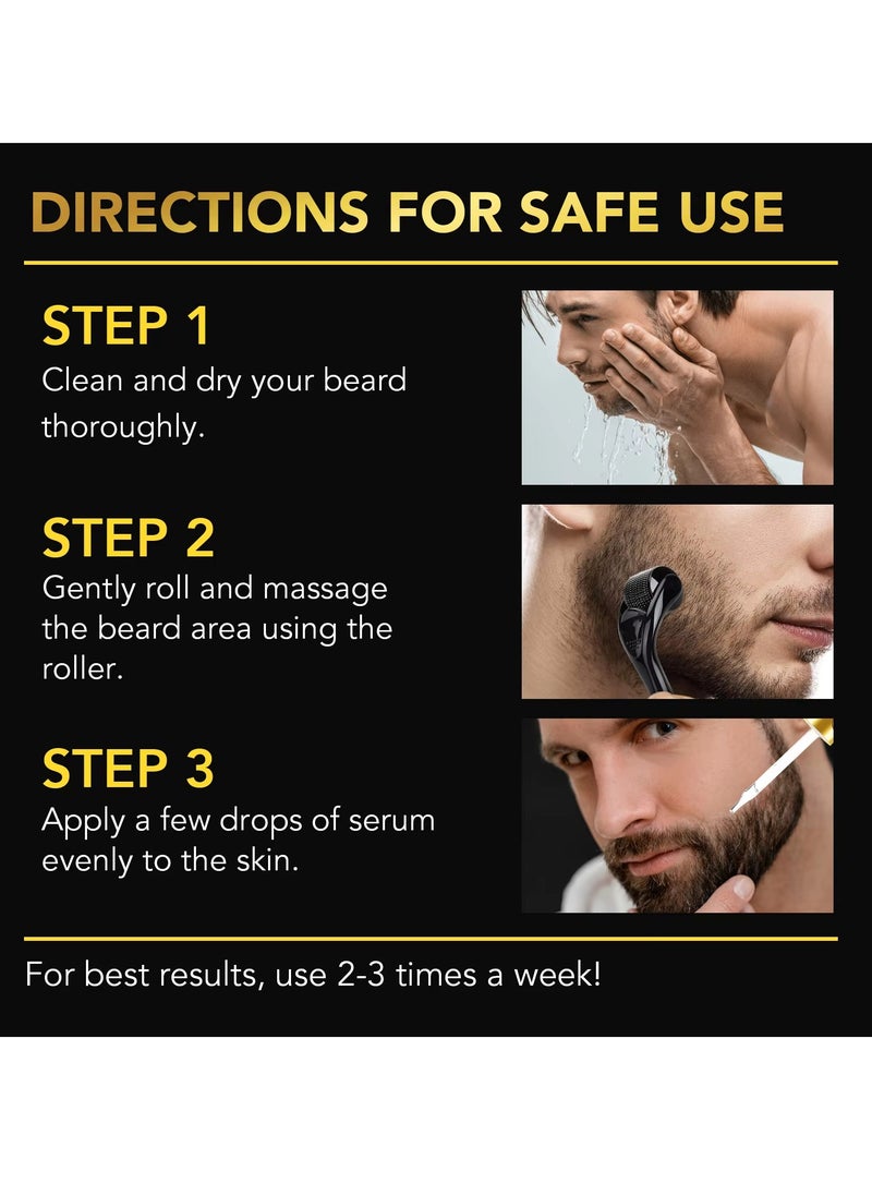 60ml Beard Growth Serum with Microneedle Roller Biotin + 5% Rosemary Beard Growth Oil with 0.25mm Micro Needle Roller Beard Growth Biotin Serum for Thicker Fuller Beard Growth Kit Beard Oil