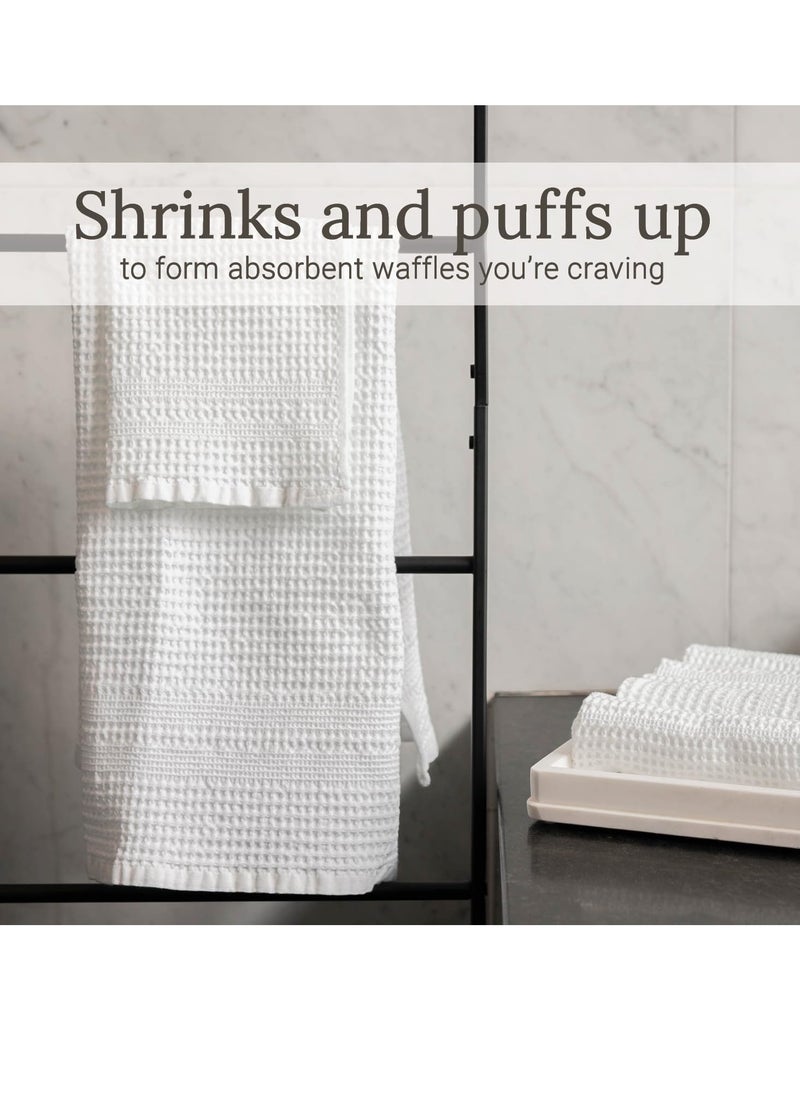 GILDEN TREE Waffle Towel Quick Dry Thin Exfoliating, 4 Pack Washcloths for Face Body, Classic Style (White)