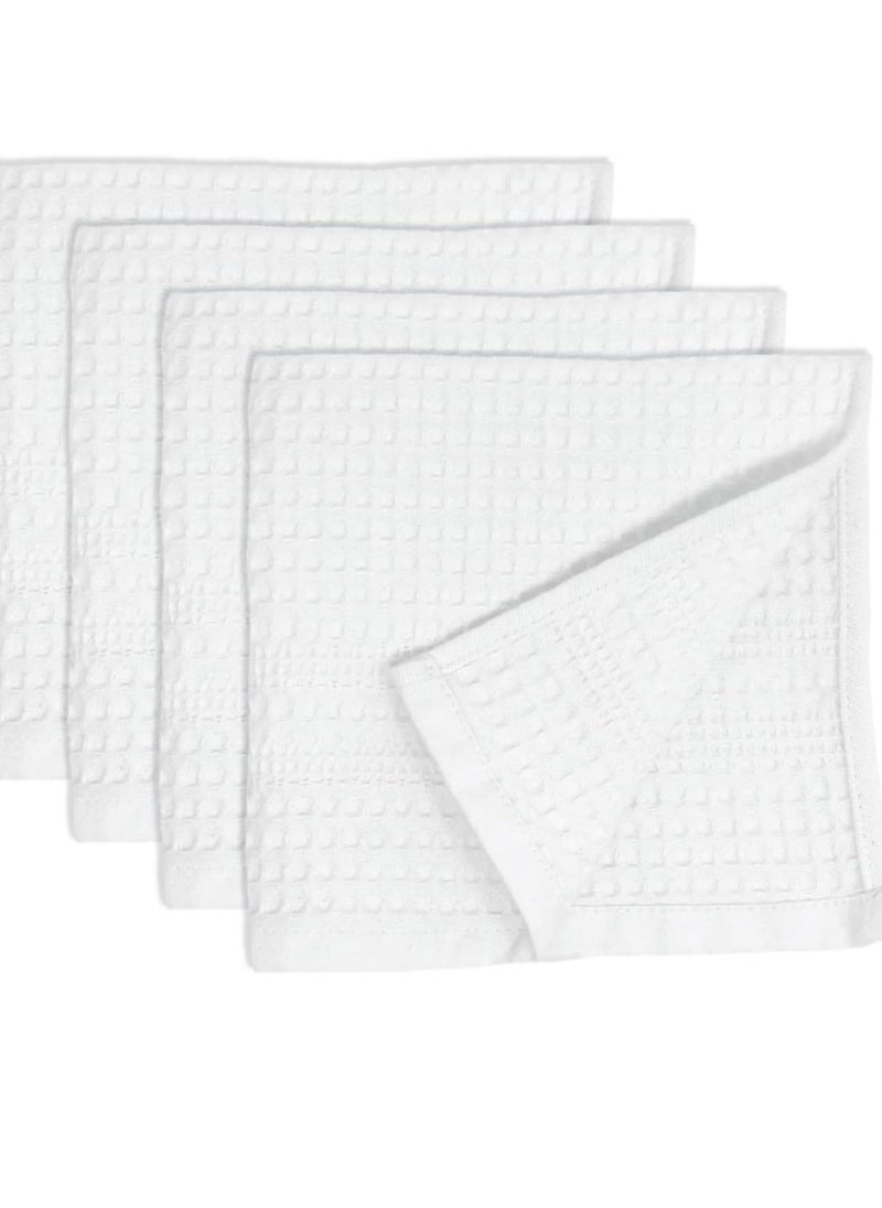 GILDEN TREE Waffle Towel Quick Dry Thin Exfoliating, 4 Pack Washcloths for Face Body, Classic Style (White)