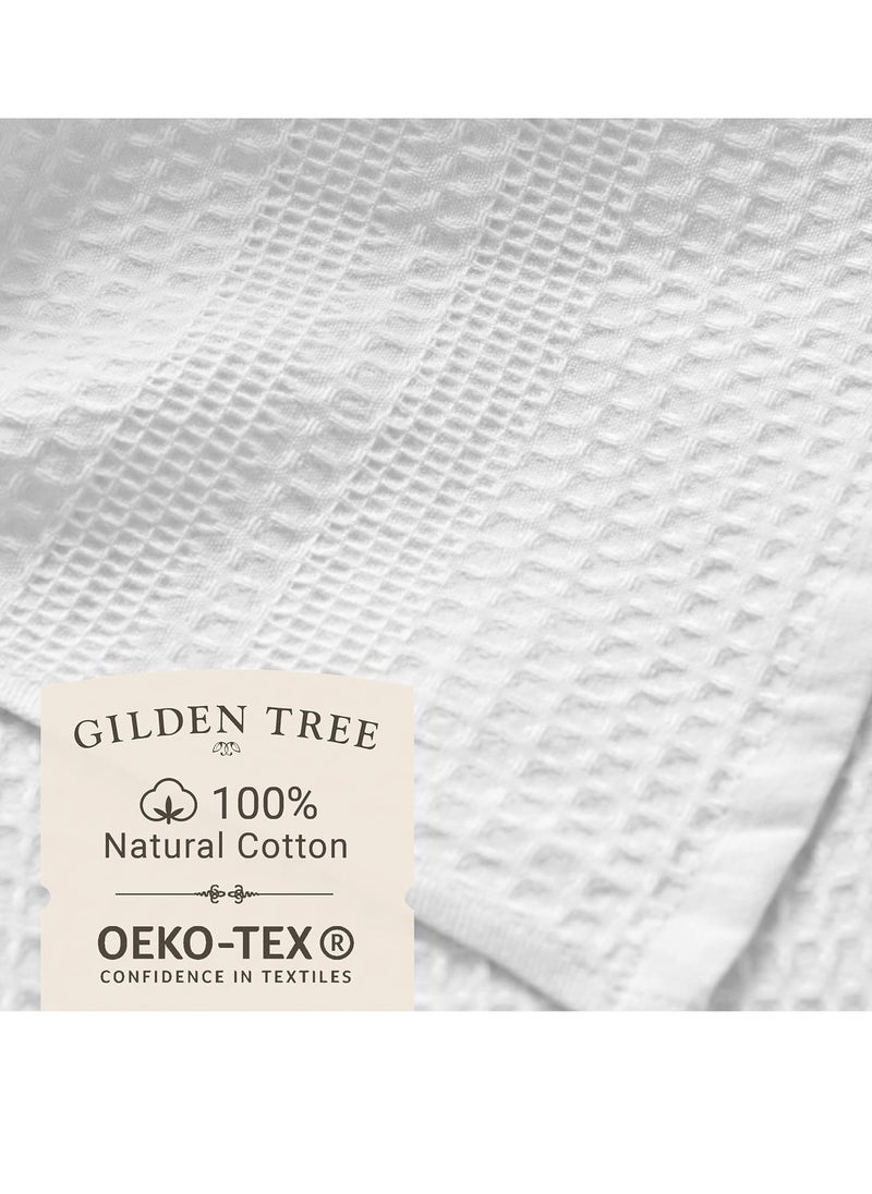GILDEN TREE Waffle Towel Quick Dry Thin Exfoliating, 4 Pack Washcloths for Face Body, Classic Style (White)