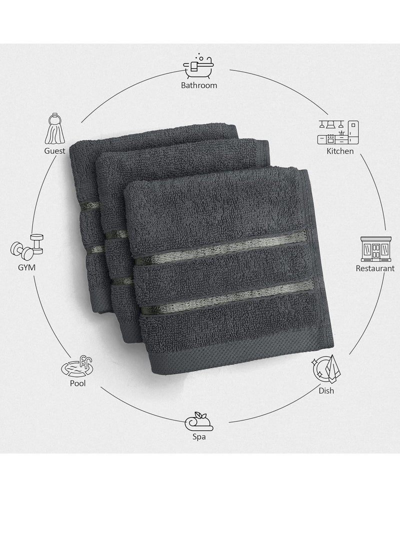 Utopia Towels - 12 Pack Viscose Luxury Wash Cloths Set (12 x 12 Inches) Cotton Ring Spun, Highly Absorbent and Soft Feel Essential Washcloths for Bathroom, Face Towel, Gym and Spa (Grey)