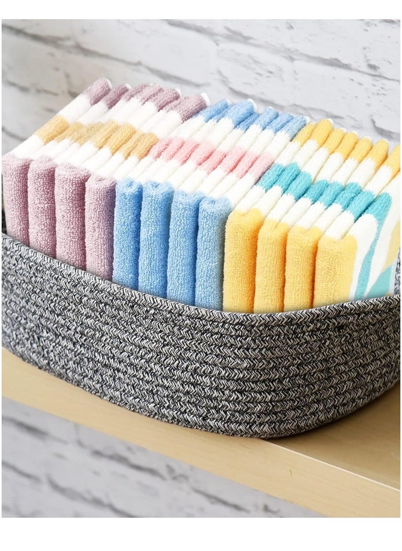 Jacquotha Cotton 12 Pack Striped Washcloths, 13 x 13 Inches, 3 Colors - Face and Body Cleansing Towels