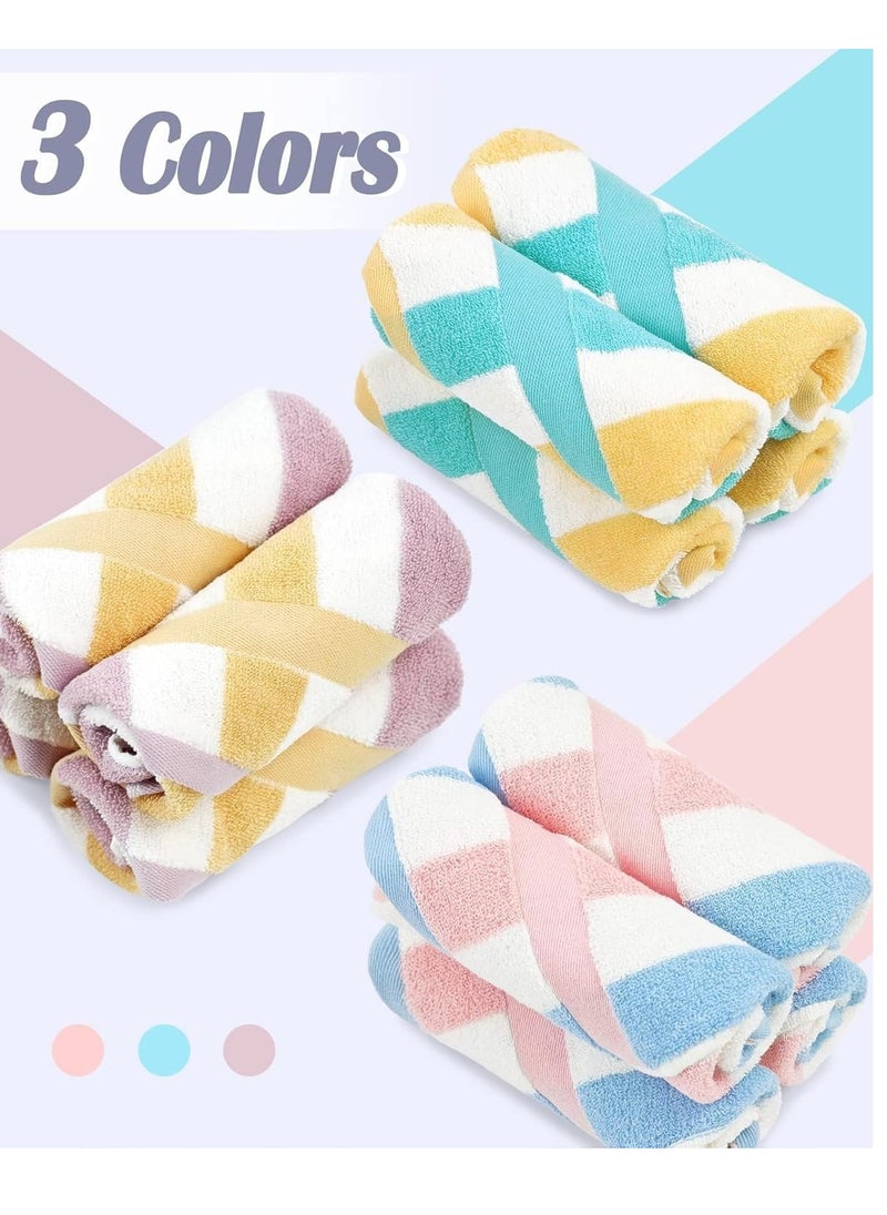 Jacquotha Cotton 12 Pack Striped Washcloths, 13 x 13 Inches, 3 Colors - Face and Body Cleansing Towels