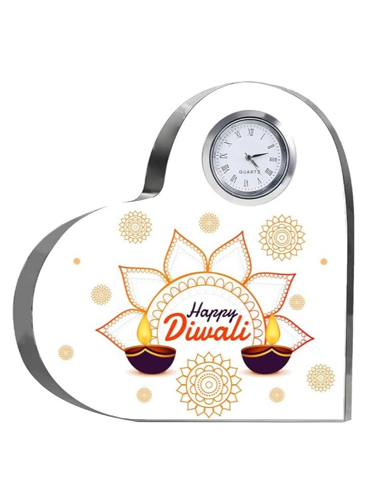 Diwali Special Heart-Shaped Crystal Clock Gift-Thoughtful Presents For Diwali Gifts For Your Friends And Family