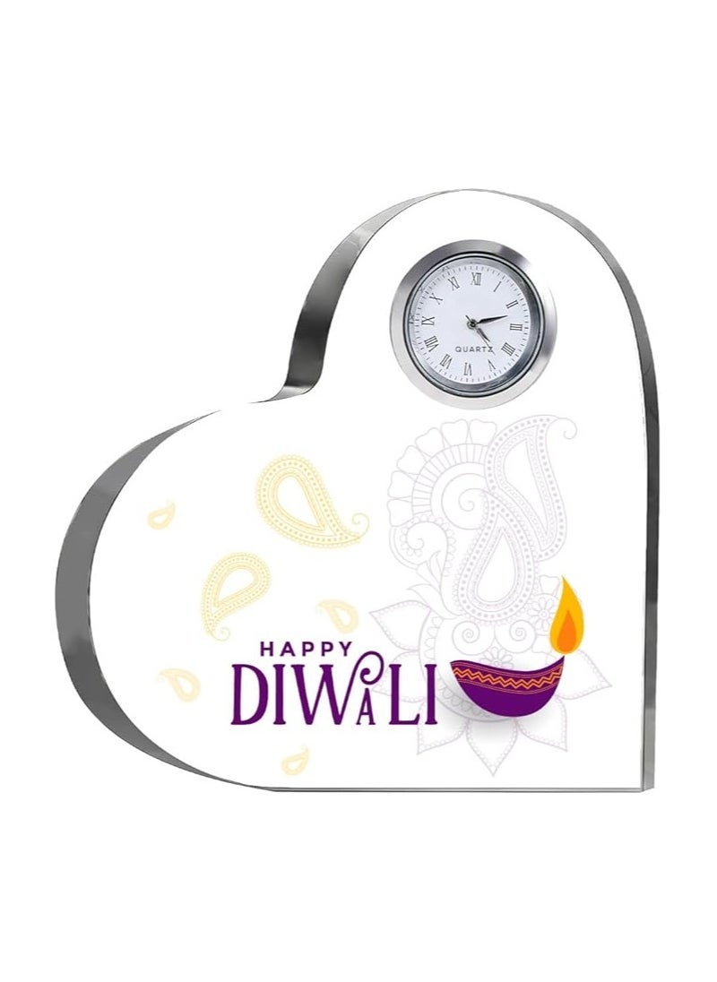 Diwali Special Heart-Shaped Crystal Clock Gift-Thoughtful Presents For Diwali Gifts For Your Friends And Family