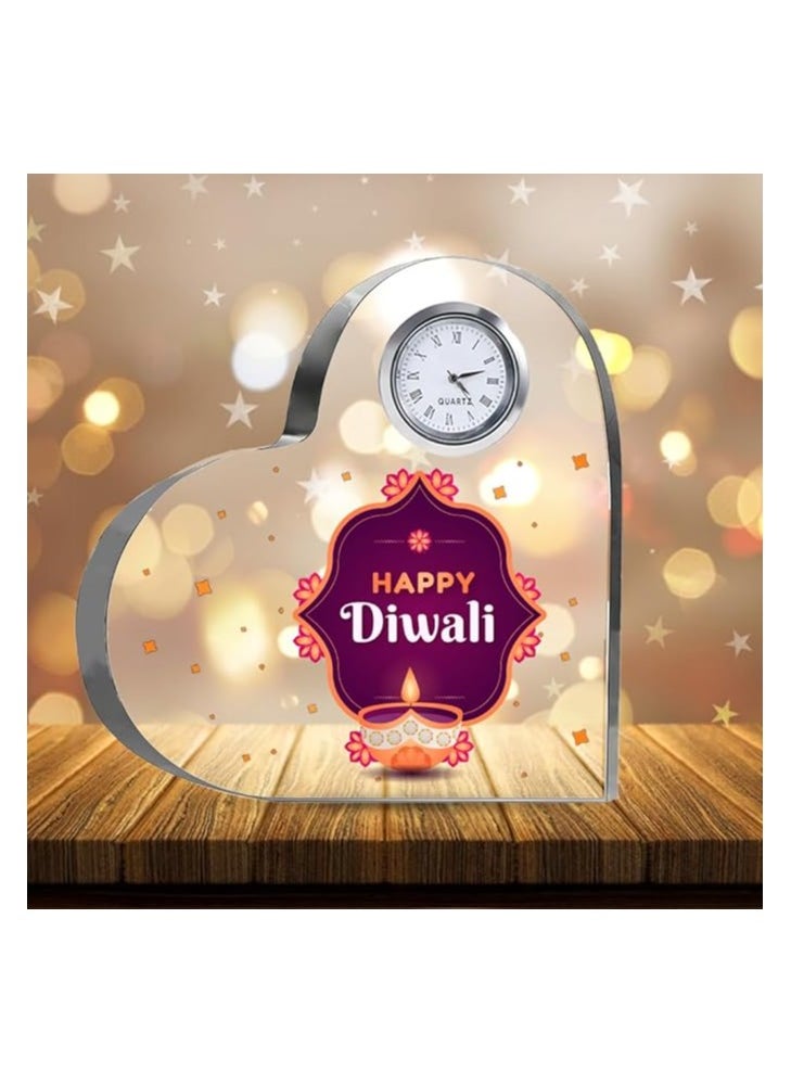 Diwali Special Heart-Shaped Crystal Clock Gift-Thoughtful Presents For Diwali Gifts For Your Friends And Family