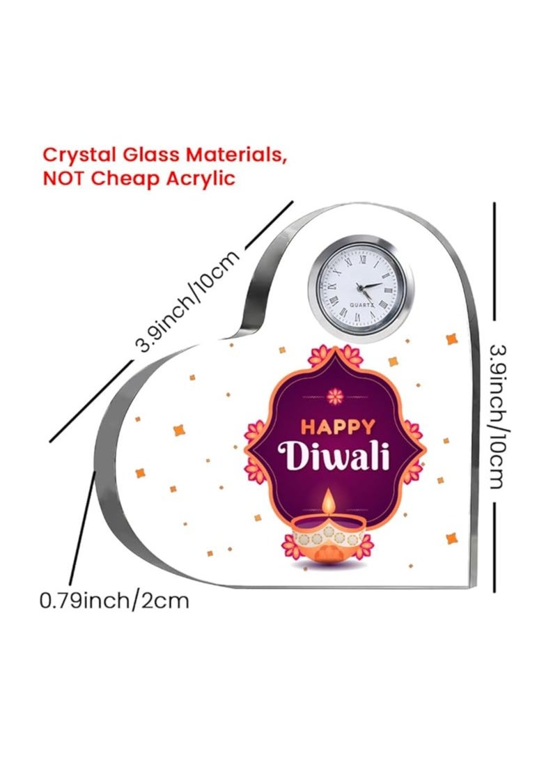 Diwali Special Heart-Shaped Crystal Clock Gift-Thoughtful Presents For Diwali Gifts For Your Friends And Family