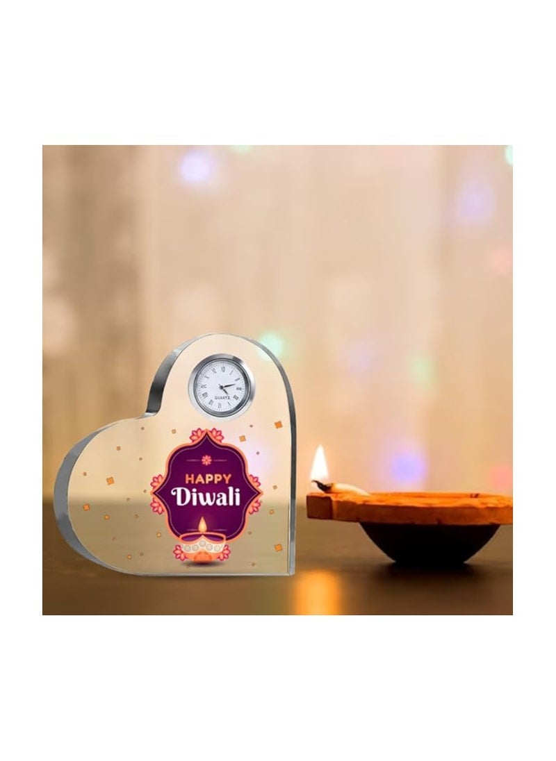 Diwali Special Heart-Shaped Crystal Clock Gift-Thoughtful Presents For Diwali Gifts For Your Friends And Family