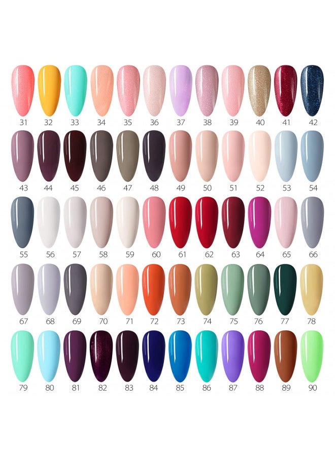 Vip2 Set 60 Colors 7.5ml Gel Nail Polish Kit With Base Top Matt Coat Soak Off Uv Led Nail Gel Polish With Colors Card Nail Art Starter Manicure Salon