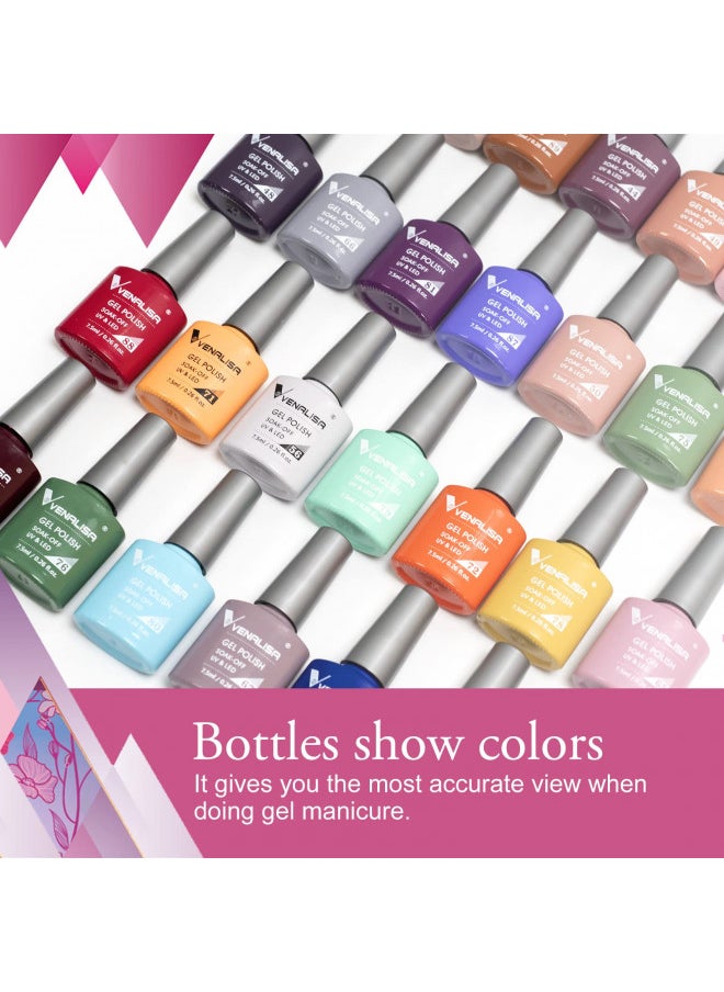 Vip2 Set 60 Colors 7.5ml Gel Nail Polish Kit With Base Top Matt Coat Soak Off Uv Led Nail Gel Polish With Colors Card Nail Art Starter Manicure Salon