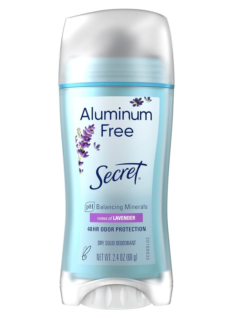 Secret Deodorant Aluminum Free for Women, 48hr Odor Protection, Free of Parabens Dyes Talc & Baking Soda, Lavender Scent, 2.4 oz