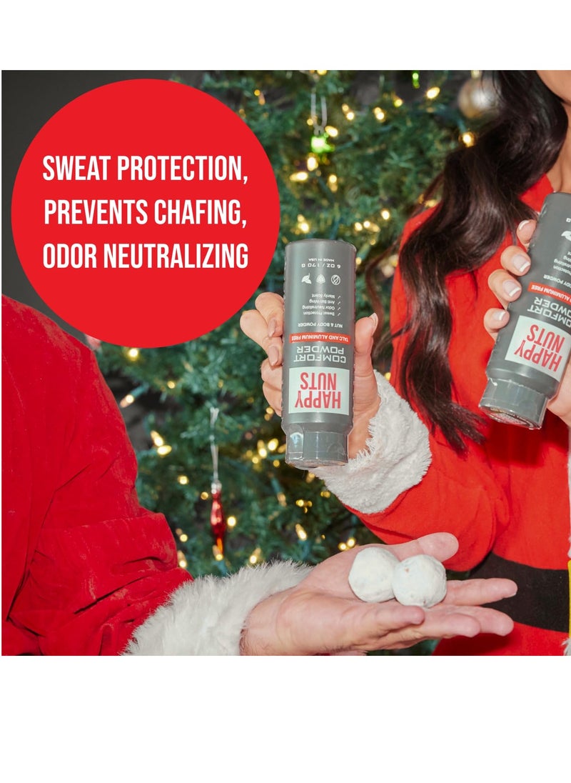 HAPPY NUTS Comfort Powder - Anti Chafing & Deodorant, Aluminum-Free, Sweat and Odor Control for Jock Itch, Groin and Men's Private Parts 6 oz. (Pack of 1, Unscented)