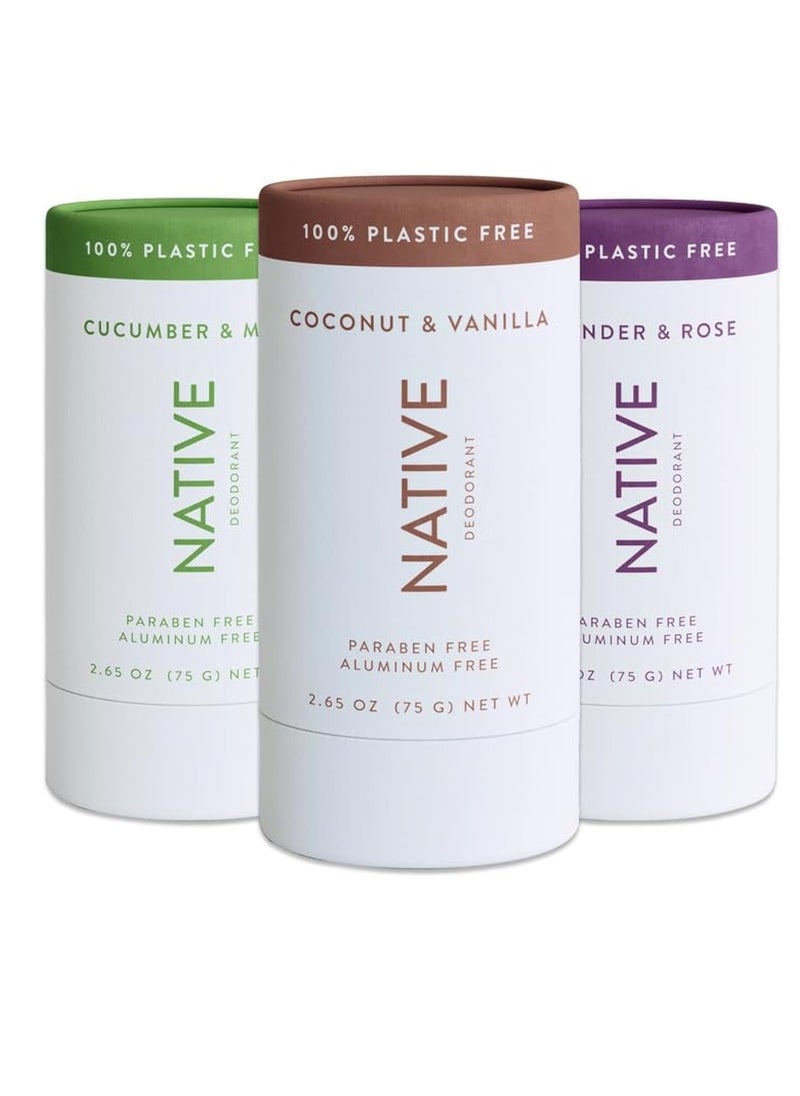 Native Deodorant Contains Naturally Derived Ingredients, 72 Hour Odor Control | Deodorant for Women and Men, Aluminum Free with Baking Soda, Coconut Oil and Shea Butter | Classics Pack of 3