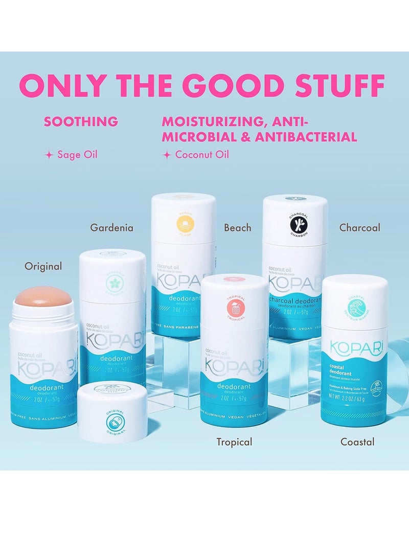 Kopari Aluminum Free Coconut Deodorant, Non Toxic & Clean Plant-Based, No Aluminum, Parabens or Baking Soda, Long Lasting Protection, Original 2 oz